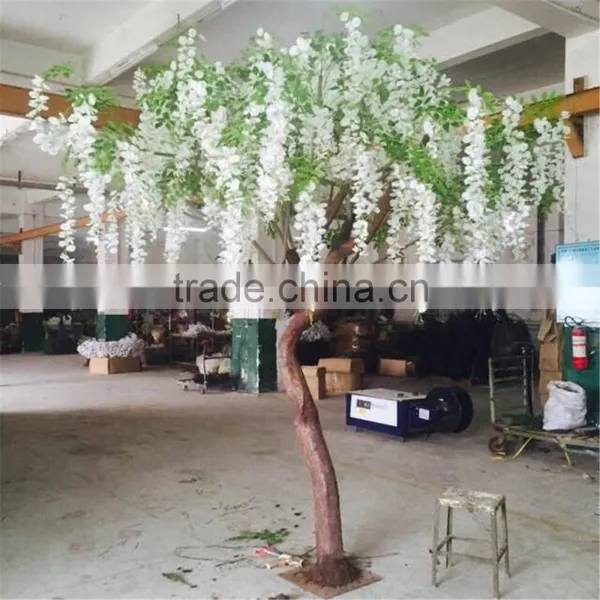 SJ201710042 China Manufacturer Artificial White Plastic Pudding Flower Blossom Tree for Wedding photo-2