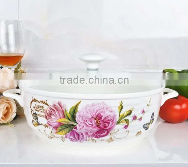 10" Porcelain Saucepot Suitable Microwave Oven With Glass Lid photo-2