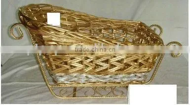 Gold and silver willow sleighs with wire runners
