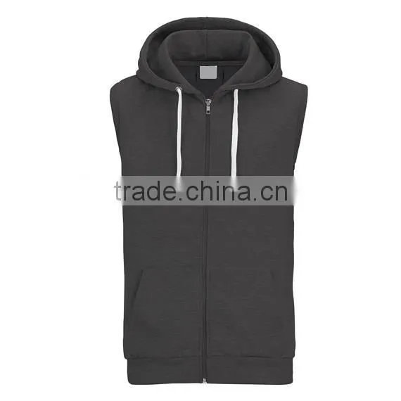 no Name Hoodies Plain Black Hoodies 80% Ringspun Cotton 20% Polyester Full Zip Sleevless Bodybuilding Hoodies photo-3