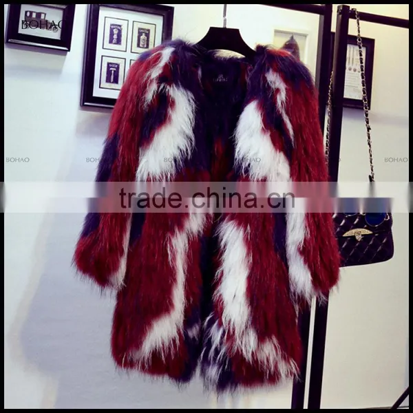 New Arrival 2017 Short Style Winter Knitted Fashion Women Raccoon Fur Coat