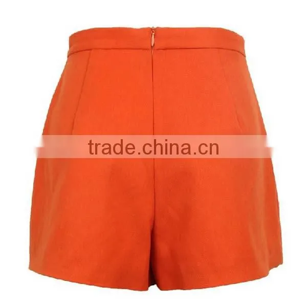 Fashion Woolen Winter Wide Leg Ladies Short Pants in Orange photo-2