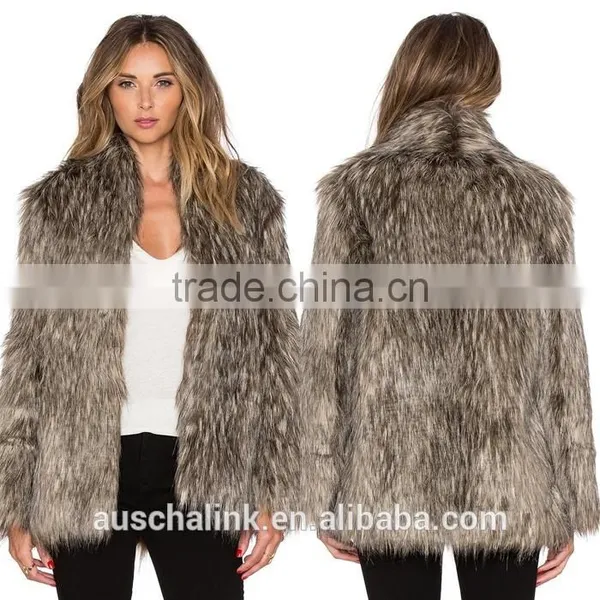 Hot Sale Women Cheap Fashion Pattern Faux Fur Coats Made in China photo-4