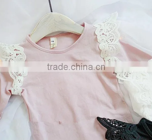 1-6 Years 2017 Wholesale Autumn Cotton Full Sleeves Patchwork Lace Kids Girls Blouses (pick Size Color) photo-5