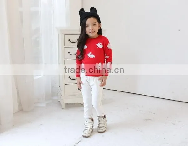 Rabbit Print Girl Sweater Adorable Girl Sweater Christmas Sweater photo-2
