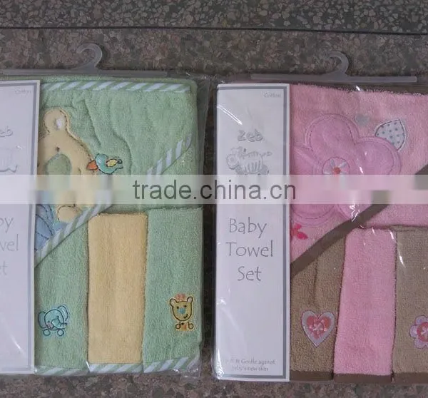 baby towel set /4pcs baby face cloth+1pcs baby towel