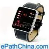 Black Digital LED Watch With Vertical and Horizontal LED Lights