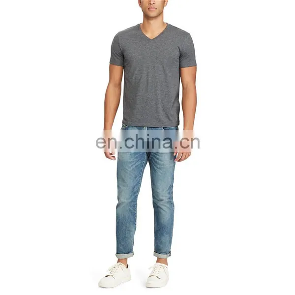 Short Sleeve Style T-shirt 100% Cotton Jersey 30/1 With V-neck photo-4
