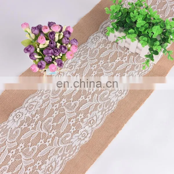 Decorated Lace Burlap Christmas Table Runner photo-3