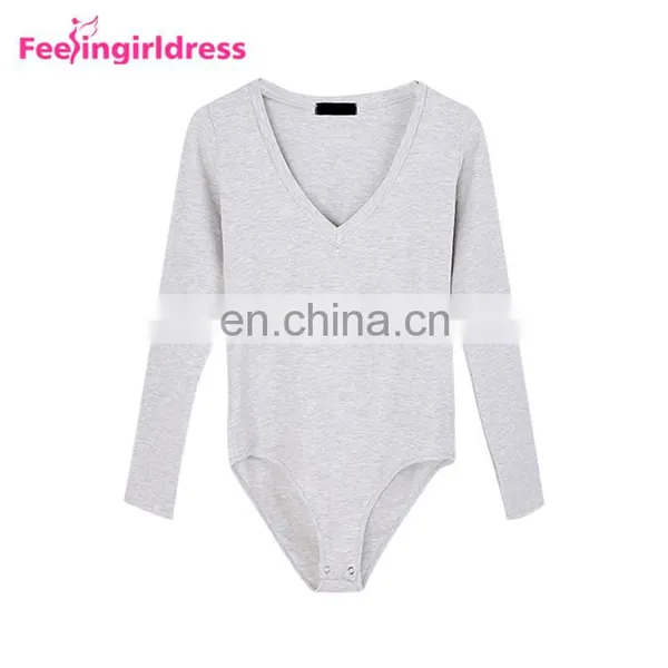 Fashion Autumn Khaki Long Sleeve Winter Thong Bodysuit Jumpsuit Fancy Romper photo-3