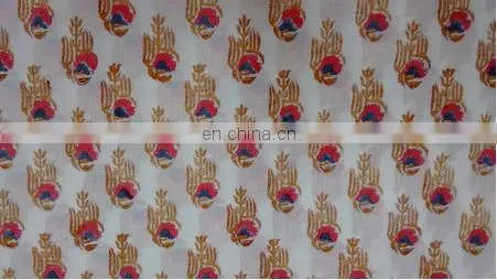Indian Block Print Fabric Handmade Designer Floral Textile Fabric Jaipuri Fabric / Fabric / 100% Cotton Fabric photo-2