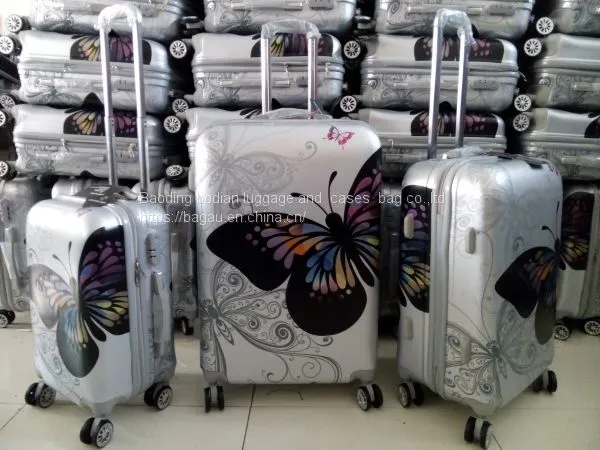 High Quality Butterfly Design PC Luggage Set 3pcs Travel Bag Aluminum Trolley Travel Case photo-5