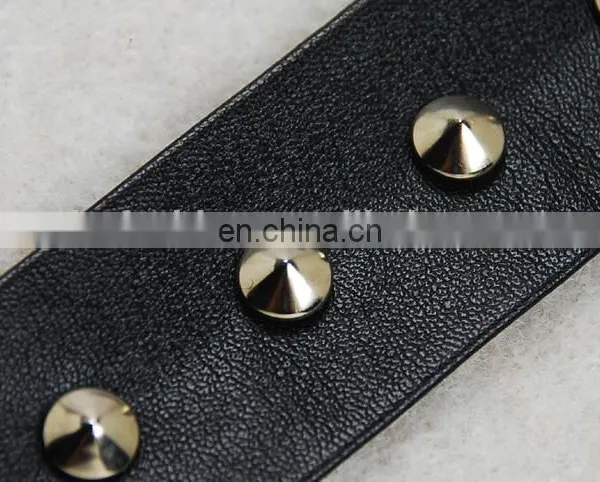 Fashion Punk Style pu Leather Beaded Rivet Lace Trim photo-3