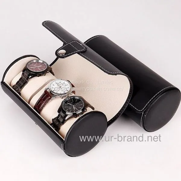 Luxury Custom Gift Handmade Pu Leather Travel Watch Box 3 Watches Boxes & Cases photo-2