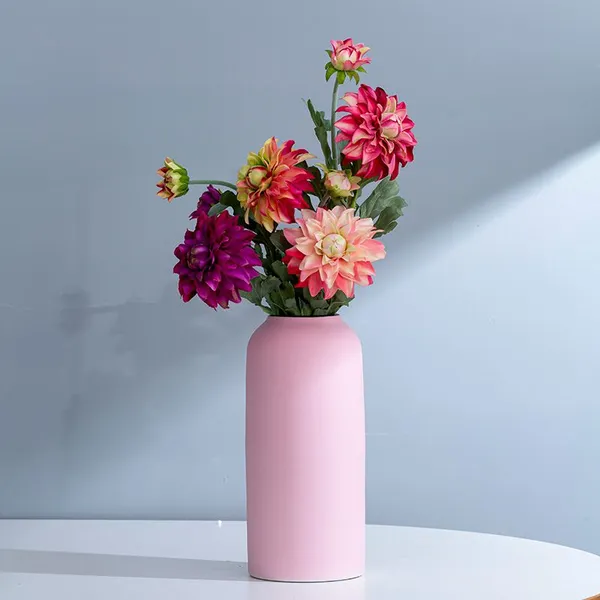Creative Table Decor Morandi Pink Hand Made Nordic Large Ceramic Vase For Hallway photo-3