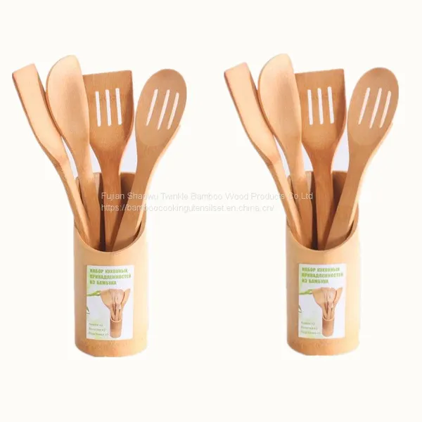 Bamboo Kitchen Utensil With Silicon Case,Wholesale Bamboo Utensil Set From China photo-5