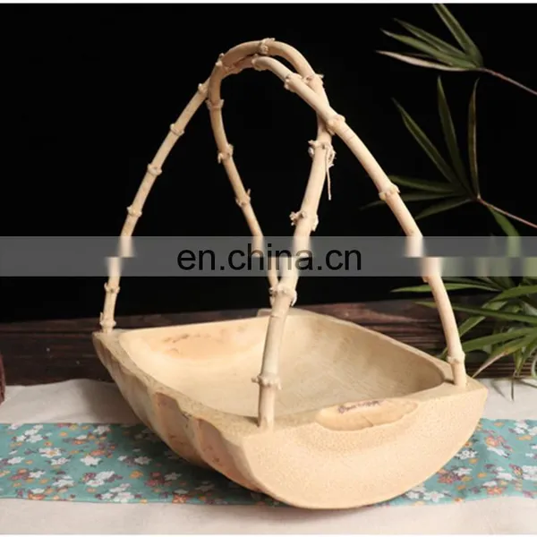 Eco Friendly Thickened Multifunctional Bar Hotel Ramadan Wedding Bamboo Root Fruit Plate and Wooden Decorations Plate Series photo-2