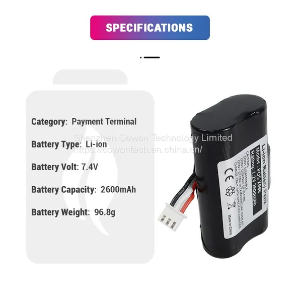 Lithium Ion 7.4V 2600mAh Rechargeable Replacement Battery for Verifone SX18650-2S1P X970 X990 Wireless Pos Terminal photo-2
