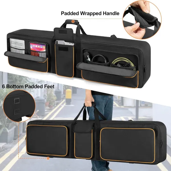 Soft Piano Bag With Padded Handle And Detachable Shoulder Strap, Travel Keyboard Gig Bag photo-2