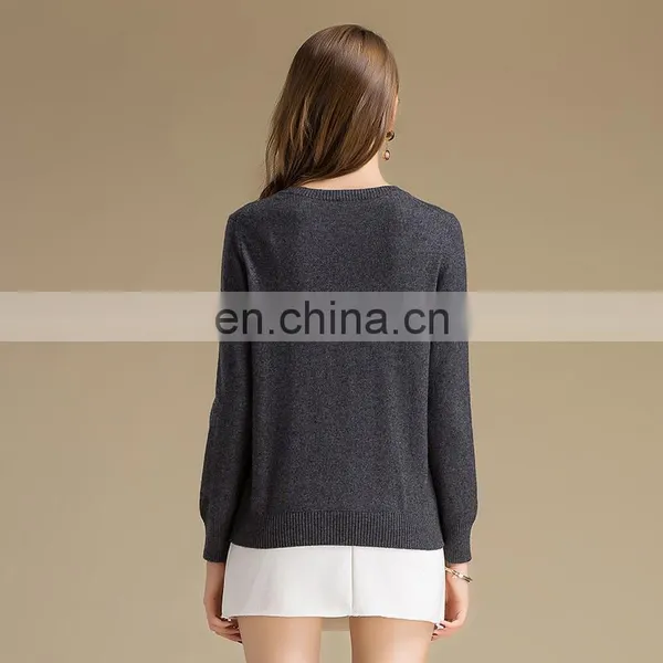 Designs For Girls Round Collar Slim Fit Deep Gray Jacquard 100% Cashmere Sweater photo-2