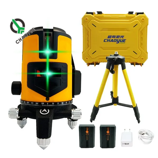 5 Line Green Beam Laser Level Rechargeable Self-Leveling Construction Tool With Adjustable Platform for Wall Ceiling Work