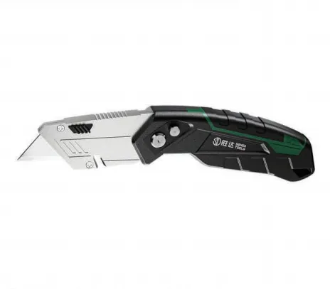Heavy‑Duty Aluminum Alloy Folding Utility Knife With Multi‑Angle Adjustment & Spare Blade Storage