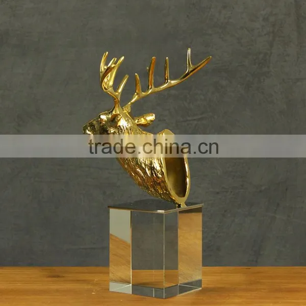 Zinc Alloy Deer Head Ornaments Golden Plating photo-3