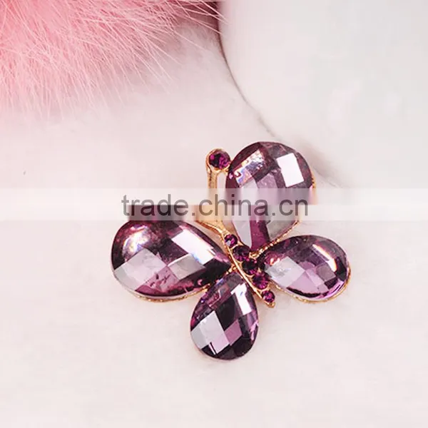 Classic Noble Female Cute Small Butterfly Brooch Fine Luxury Crystal Gold Scarf Ring Jewelry photo-2