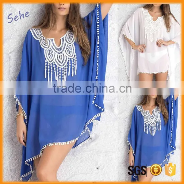 Woman Swimwear Beachwear Crochet Chiffon Casual Blouse