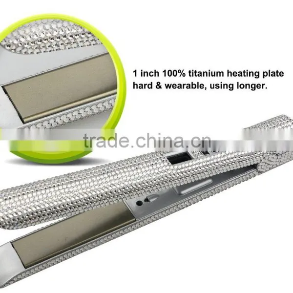 LCD Digital Display Bling Crystal Hair Straightener photo-2