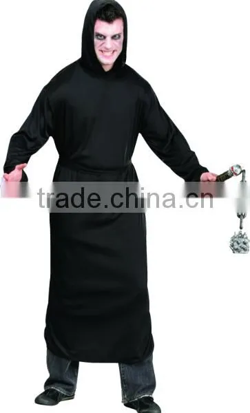 Midnight Black Ghost Horror Robe Fancy Dress Instant Suit Costume photo-2