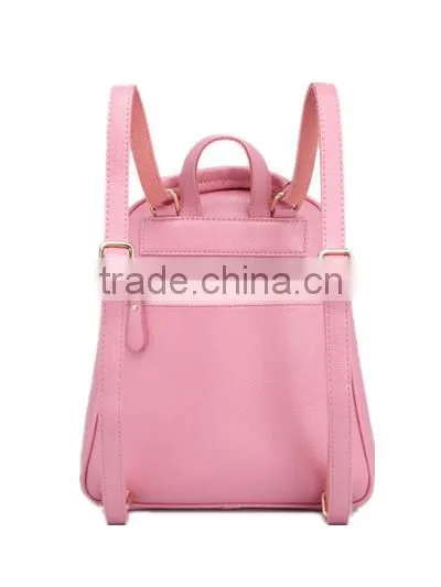 Hot Pink Leather Girls Backpack , Shopping Travel Bag photo-2