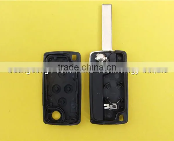 Best Selling 4 Buttons Flip Key Shell for Peugeot 407 Key Fob With Battery Place photo-5