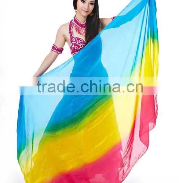 SWEGAL Newest Wholesale Belly Dance 100% Silk Fan Veils photo-5
