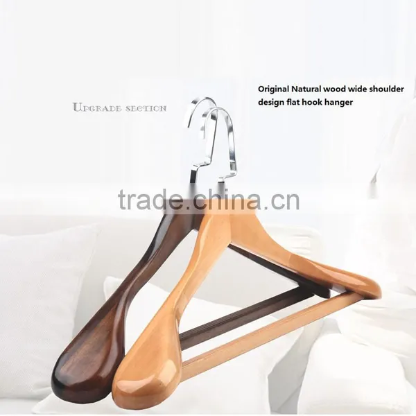 Wholesale High Quality Straight Wooden Hangers Widen Shoulder Hotel Hanger photo-4