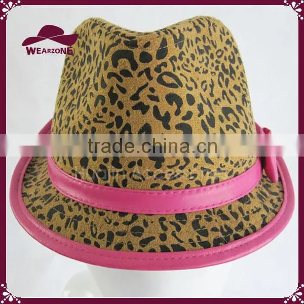 Unisex Fedora Short Brim Leopard Pattern Printed Hat photo-2