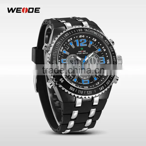 WEIDE New Black 3-window Display Multi-functional Mens Analog-digital Sport Watches Brand Watch Men Big Dial Waterproof WH1107 photo-3