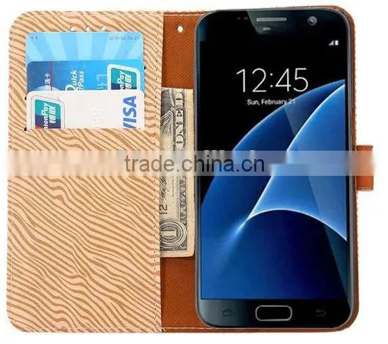 OEM Zebra Pattern Leather Smart Phone Case for Samsung S7 photo-2