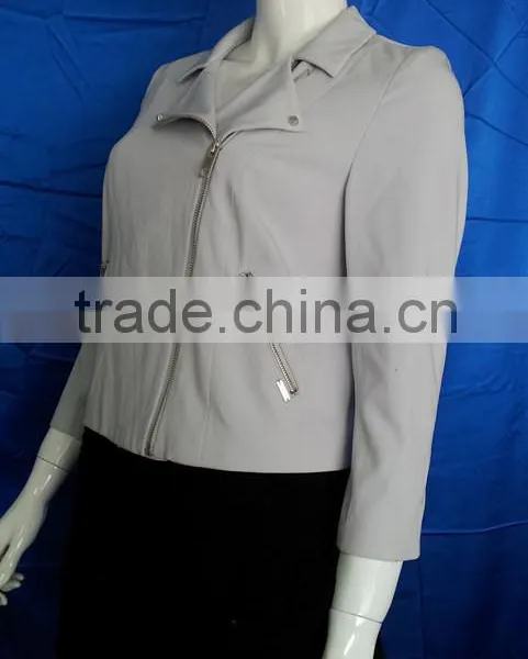 Fashion Long Sleeve Turn-Down Collar Zipper up Ladies Tops and Blouses photo-2
