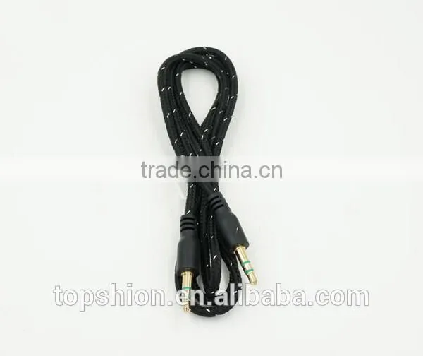 Braided Car Aux Audio Cable Usb Cable 3.5mm Stereo Audio Cable Male to Male photo-2