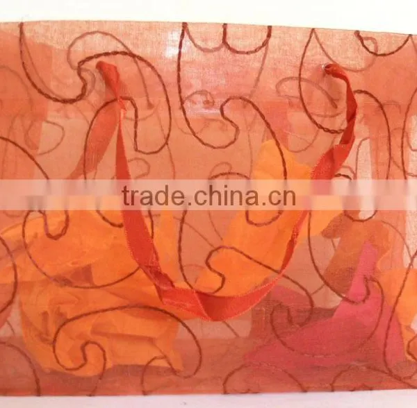 Fine 100% Cotton Transparent Indian Manufactured Organza With Hand Embroidery