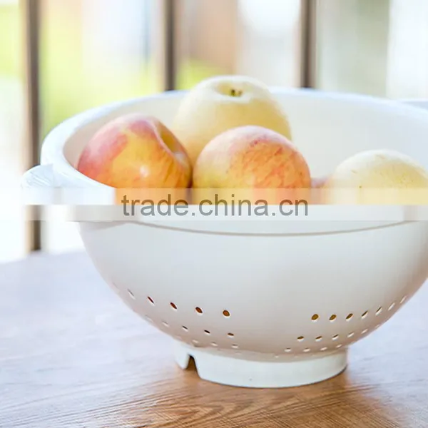 White Plastic Colander Strainer Sieve Kitchen Fruit and Vegatable Basket photo-2