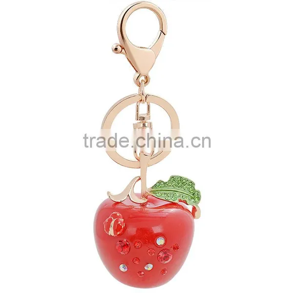 Colorful Crystal Rhinestone Accessories 3D APPLE Shape Key Chains and Key Rings photo-2