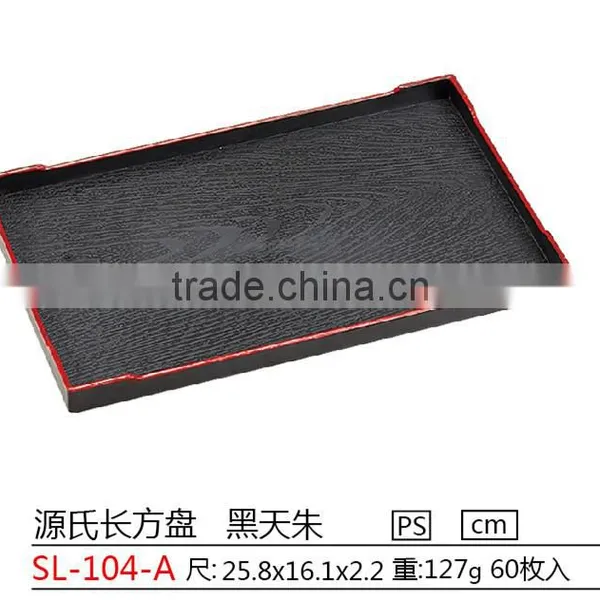 Creative Plastic Food Serving Tray With Wood Grain photo-6