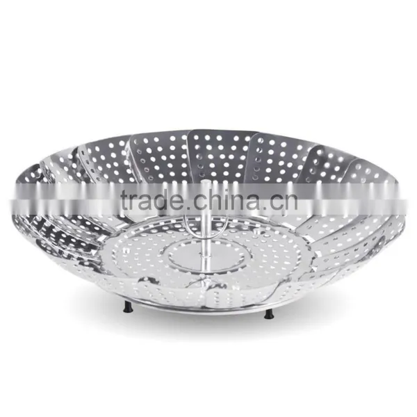 Stainless Steel Foldable Food Vegetable Steamers Basket Kitchen Cooking Veggie Collapsible Insert Healthy Adjustable Steamer photo-2