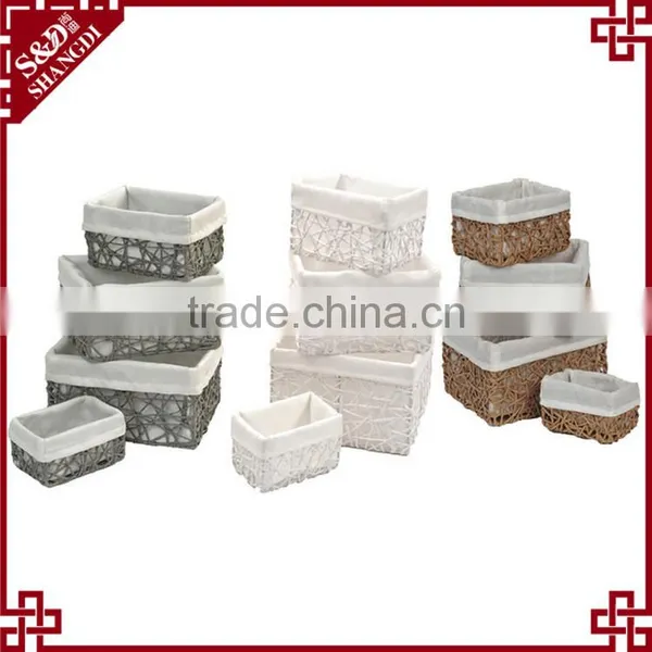 Set of 4 Paper Rope Hand Woven Storage Basket Wit Liner photo-2