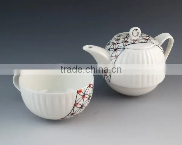 High Quality White Ceramic Chinese Tea Pot Set With Mug photo-2
