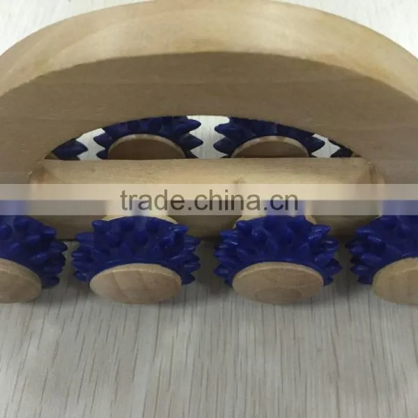 High Quality 8 Wooden Roller Rolling Ball Wheel Massager Slimming Care Fitness Massage Tool photo-2