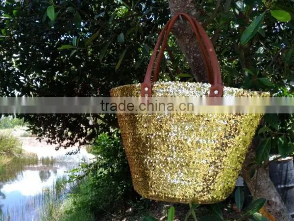 Eco Friendly Natural Bamboo Sequin Basket With Liner photo-4