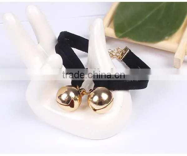 Gold Bell Charms Suede Leather Bracelet photo-3